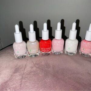 Nailtopia Nail Polish Set - Red orange Pink, White BRAND NEW NEVER USED
